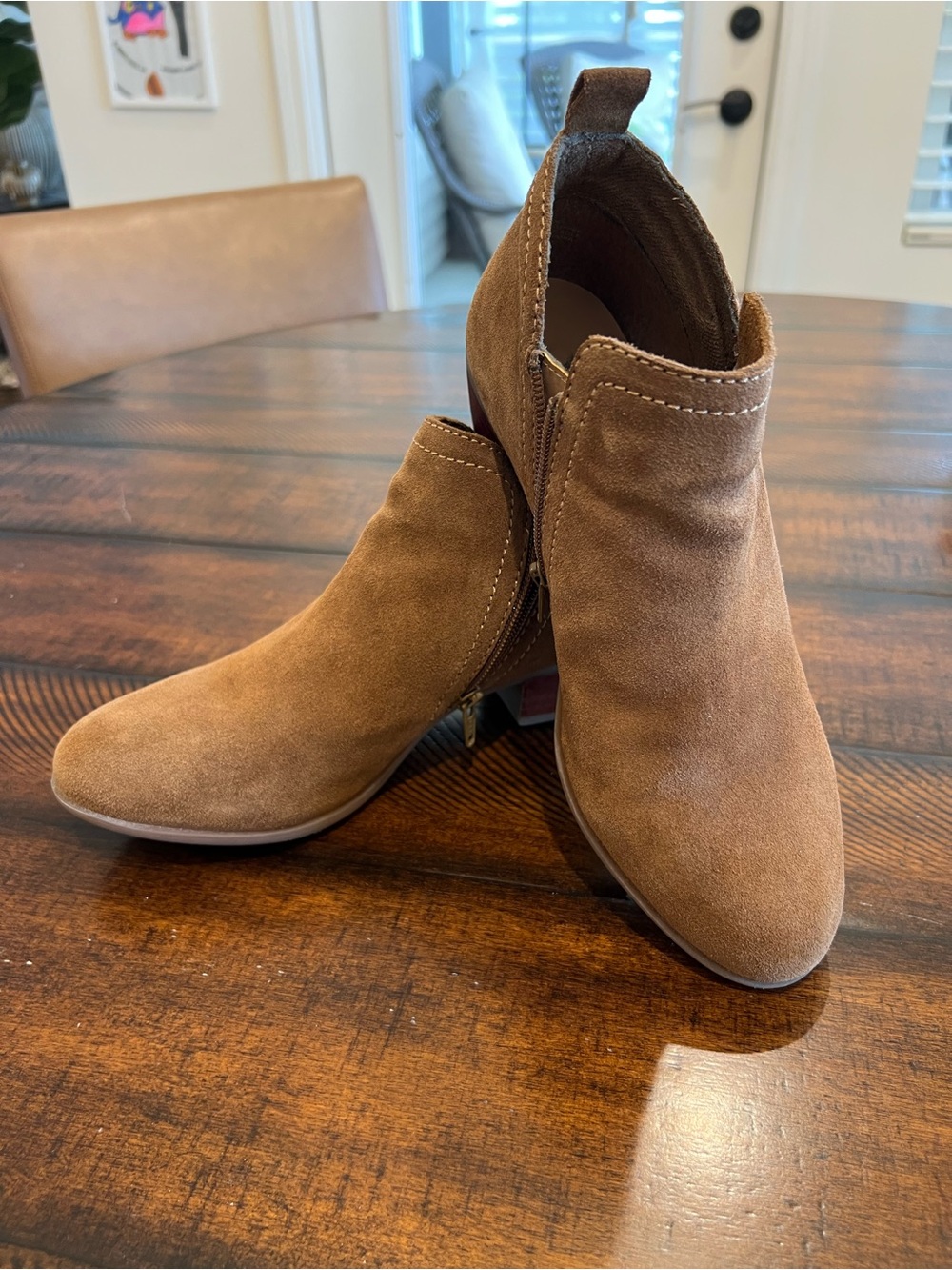 Diba Tan Suede Ankle Boots 8 Wide